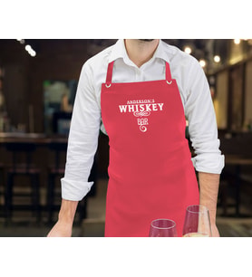 BK Gift Kişiye Özel İsimli Bar Tasarımlı Profesyonel Kırmızı Mutfak Önlüğü, Aşçı Önlüğü, Şef Önlüğü, Arkadaşa Hediye-2