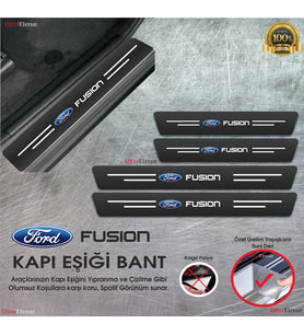 Ford Fusıon Logolu Karbon Kapı Eşiği Koruyucu Suni Deri 4'lü Set