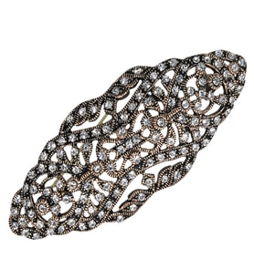 Aşina Gümüş - Baget Swarovski Taşlı Elmas Montür Yaka İğnesi Broş Sevgiliye Hediye