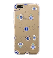 PrintiFy Huawei Honor 7S ile Uyumlu 1mm Slim Fit Nazar Boncuğu 5 Baskılı Şeffaf  Kılıf