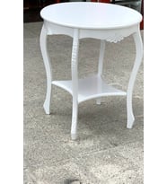Fiskos 12461 Model Parlak Ahşap Kayın el Oyma ayak Parlak Beyaz MDF tabla El Yapı