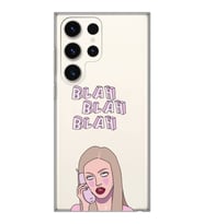 Samsung Galaxy S23 ULTRA Uyumlu Blah Blah Blah Mean Girls Desenli Şeffaf Telefon Kılıfı