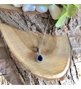 Safir Taşlı Anturaj Kolye (Karışık)