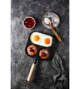 3 Bölmeli Çok Amaçlı Döküm Pankek Omlet Krep Kamp Tava