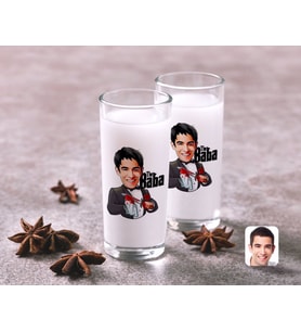 BK Gift Kişiye Özel Renkli Baskılı Godfather Baba Karikatürlü İkili Rakı Bardağı Seti-5 (Beyaz)