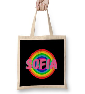 Sofia-Name Personalized Custom - Vintage Retro Rainbow Style Design Gift Baby-Gift For Her Bez Çanta Uzun Saplı