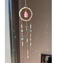Pembe Kuvars Sun Catcher 1 - Güneş Tutucu, Güneş Yakalayıcı, Doğal Taşlı, El Yapımı