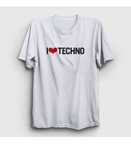 Presmono Unisex Beyaz I Love Techno T-Shirt 543290tt (Beyaz)