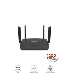 Çift Bant Kablosuz Wifi Router 1200Mbps 2.4GHz ve 5GHz 4 Antenli AC06 Siyah