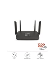 Çift Bant Kablosuz Wifi Router 1200Mbps 2.4GHz ve 5GHz 4 Antenli AC06 Siyah