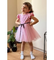 Kız Bebek Kız Çocuk Yazlık Elbise Kısa Kollu Bebek Takım Çocuk Bebek Giyim ELBKLP (Pembe)