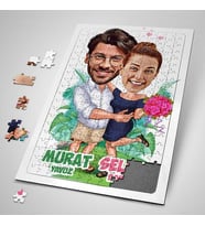 Sevgiliye Hediye Kişiye Özel Romantik Aşıklar Karikatürlü Puzzle