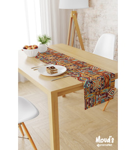 Etnik Kilim Desenli Baskılı Süet Runner Masa Örtüsü