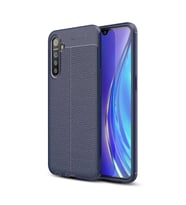 Realme XT Deri Görünümlü Firo Silikon Kılıf (Lacivert)