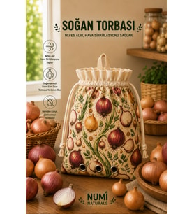 Nefes Alan Soğan Saklama Torbası – Hava Sirkülasyonlu Bez Soğan Depolama Çantası 35x35 cm - Uzun Süre Taze Saklama