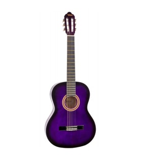 Valencia VC101TPPS 1/4 Klasik Gitar - Mor Sunburst (Başlangıç Seviyesi)  Sap Ayar Çeliği (Truss Rod), Küçük Yaş Grubuna Özel Ergonomik Kasa, Dikkat Çekici Mor Gradyan Renk