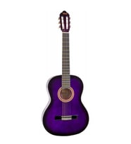 Valencia VC101TPPS 1/4 Klasik Gitar - Mor Sunburst (Başlangıç Seviyesi)  Sap Ayar Çeliği (Truss Rod), Küçük Yaş Grubuna Özel Ergonomik Kasa, Dikkat Çekici Mor Gradyan Renk