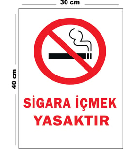 Metal Sigara İçmek Yasaktır 30 cm x 40 cm A3 Büyüklüğünde Uyarı Levhası Yönlendirme Tabelası