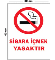 Metal Sigara İçmek Yasaktır 30 cm x 40 cm A3 Büyüklüğünde Uyarı Levhası Yönlendirme Tabelası