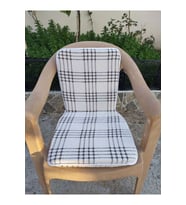 6 Adet Buldan Arkalıklı Sandalye Minderi, Midi Boy (Kalınlık 3,5cm)-Kahve Çizgili (Kahverengi)