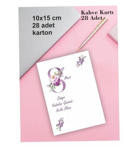 Kadınlar Günü Kahve Kartı (28 ADET) - 8 Mart Kadınlar Günü Için  Kahve Kartı