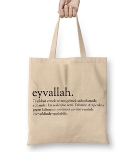 Eyvallah Kelime Bez Çanta Uzun Saplı