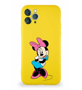 Apple iPhone 11 Pro Soft Premier Kapak Minnie Mouse-D Tasarımlı Silikon Kılıf - Sarı (Şeffaf)