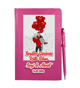 Sevgililer Gününe Özel Pembe Defter Kalem & Hediye Seti 17