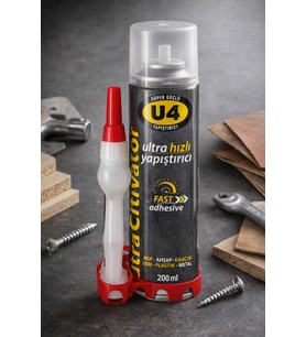 U4 Hızlı Yapıştırıcı 200 Ml Süper Güçlü Şeffaf Endüstriyel Fast Adhesive Mdf Ahşap Plastik Metal De