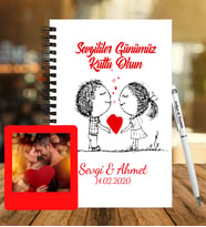 Sevgililer Gününe Özel Ahşap Defter Kalem &  Instagram Çerçeve Hediye Seti 19