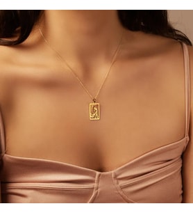 Kişiye Özel 925 Ayar Gümüş Tasarım Dans Eden Kadın Tablo Kolye (Gold)