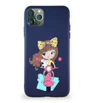 Apple iPhone 11 Pro Max Soft Premier Kapak Vespagirl Tasarımlı Silikon Kılıf - Lacivert (Şeffaf)