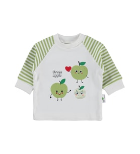 Nova Baby Yeşil Ema Kokulu Renglan Kol 1-9 Ay Sweatshirt - Ekru