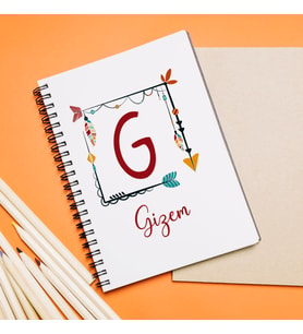 Baş Harfli İsim Tasarımlı Defter Kişiye Özel