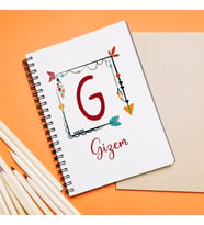 Baş Harfli İsim Tasarımlı Defter Kişiye Özel
