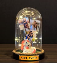 Kişiye Özel Led Işıklı Tasarlanmış Fanus Hediyesi Size Özel Hediye (Model 5)