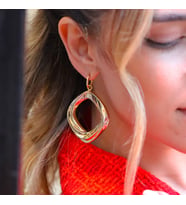 Oval Trend Dörtgen Gold Gümüş Küpe