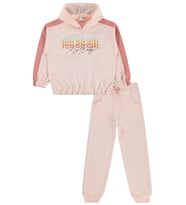 Civil Girls Kapşonlu 6-9 Yaş Eşofman Takımı - Bej (Pembe)