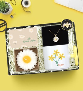 Kişiye Özel T kupa & Kolye ve Mum Hediye Seti
