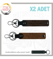Motor Severlere, İsim Plaka ve B + Kan Grubu Yazılı Anlamlı Hediye x2 Anahtarlık, Kahve-K Kahve-Syh