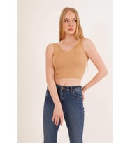 23256336 Triko Merdiven Yaka Atlet CAMEL