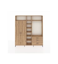 Arges Gardrop 9 Raflı 3 Çekmeceli 2 Askılı 220x30x243 Çam-Çam