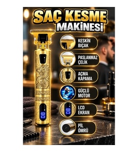 Gold Çizik Şarjlı Profesyonel Saç Kesme ve Tıraş Makinesi