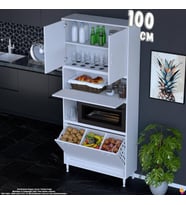 Eliusta Vega 100 cm Fırın Uyumlu 3 Göz Sepetli Çok Amaçlı Mutfak Kiler Banyo Organizer Dolap 100x213x32 cm