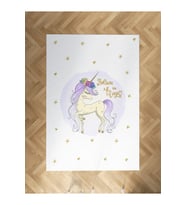 MEKTA HOME BEBEK VE ÇOCUK ODASI Yıldızlı Mavi Unicorn Desenli Halı