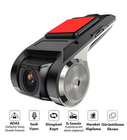 ALLY Full HD Mini Araç İçi Kamera  Geniş Açı, Gece Görüşlü, Döngüsel Kayıt, Kompakt Dash Cam (Siyah)