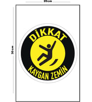Metal Dikkat Kaygan Zemin - Yuvarlak 20cm x 30cm A4 Büyüklüğünde Uyarı Levhası Yönlendirme Tabelası