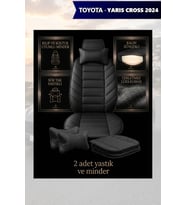 yaris cross 2024 Koltuk ve Kılıf uyumlu Minder Yastık Siyah Lüks 2 Minder 2 Yastık