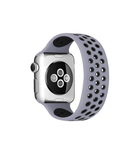 Apple Watch 38mm Ayarlı Delikli Silikon Kordon - Gri-Siyah