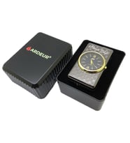 Ardeur® Desen İşlemeli Saatli Titanyum Gold İsme Özel Çakmak Hediyelik Kutusunda
